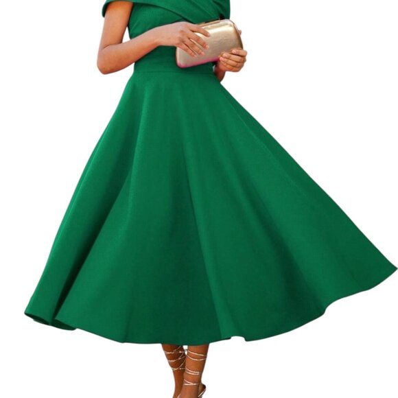 Green Off the Shoulder Cocktail Dress - Size XXL - Picture 2 of 7